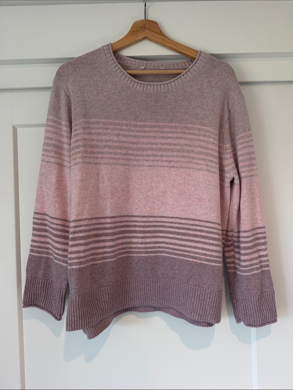 Ella Moss Blush and Mauve Striped Crewneck Sweater
